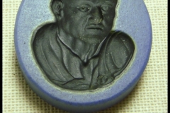 Basalt Intaglio Male bust in blue jasper ground